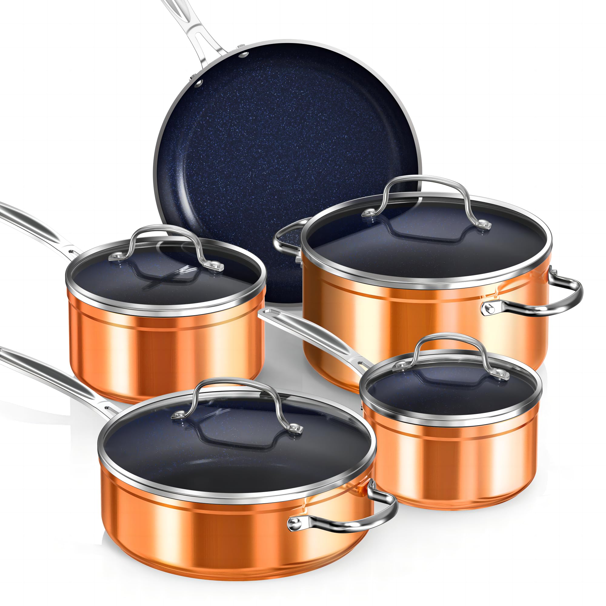 Nuwave Healthy Duralon Blue Ceramic Nonstick Coated 9pc Cookware Set