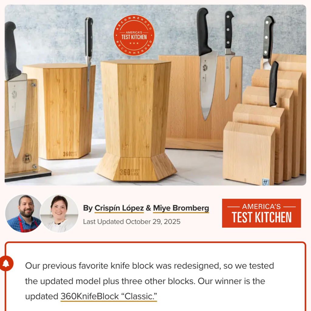 360KnifeBlock® - The 360KB™ (bamboo) ROTATING Magnetic Knife Block