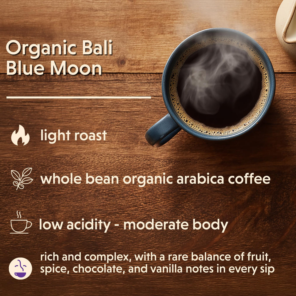 Coffee Bean Direct Organic Bali Blue Moon, Whole Bean, 1lb Bag