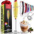 Zulay Kitchen Powerful Milk Frother Wand - Ultra Fast Handheld Drink Mixer - Electric Whisk Foam Maker for Coffee, Lattes, Cappuccino, Matcha & Creamer - Lime N Red