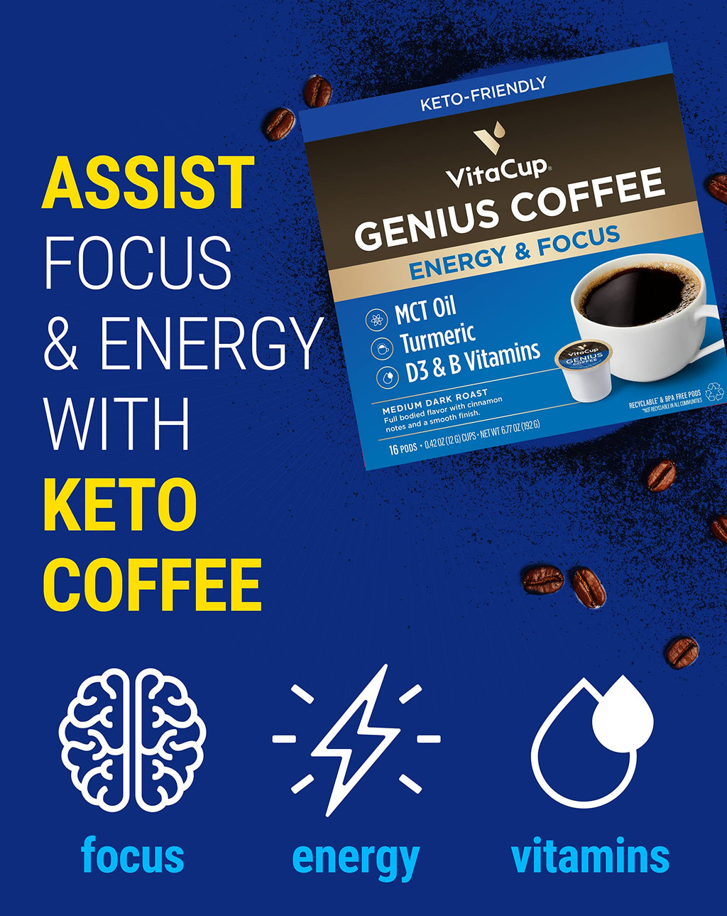 VitaCup Functiona Wellness Coffee Pods Variety Pack, 40ct