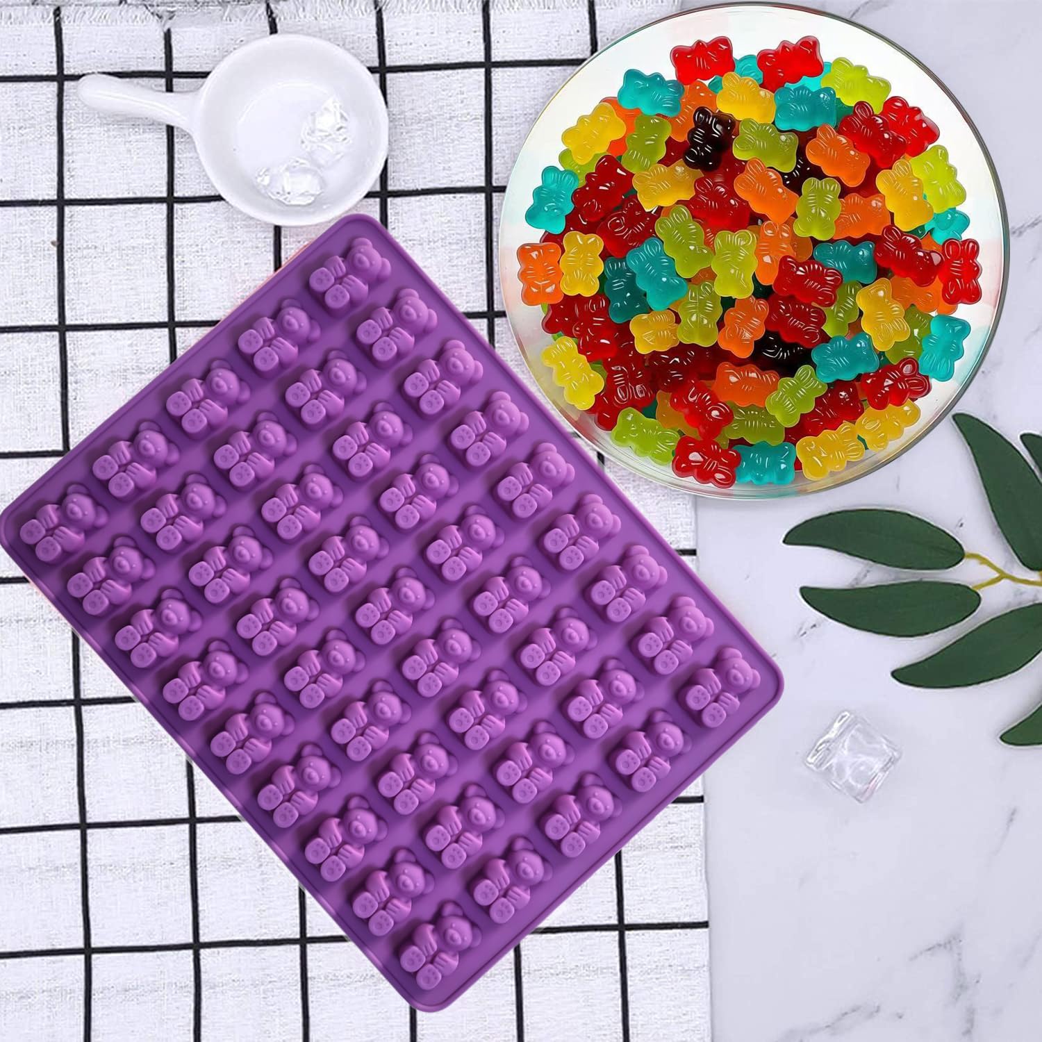 Gummy Candy Molds - 4Pcs Silicone Gummy Bear Molds With 2pcs Dropper,Non-stick and Bpa Free for Mini Candy Chocolate Gummies Baking