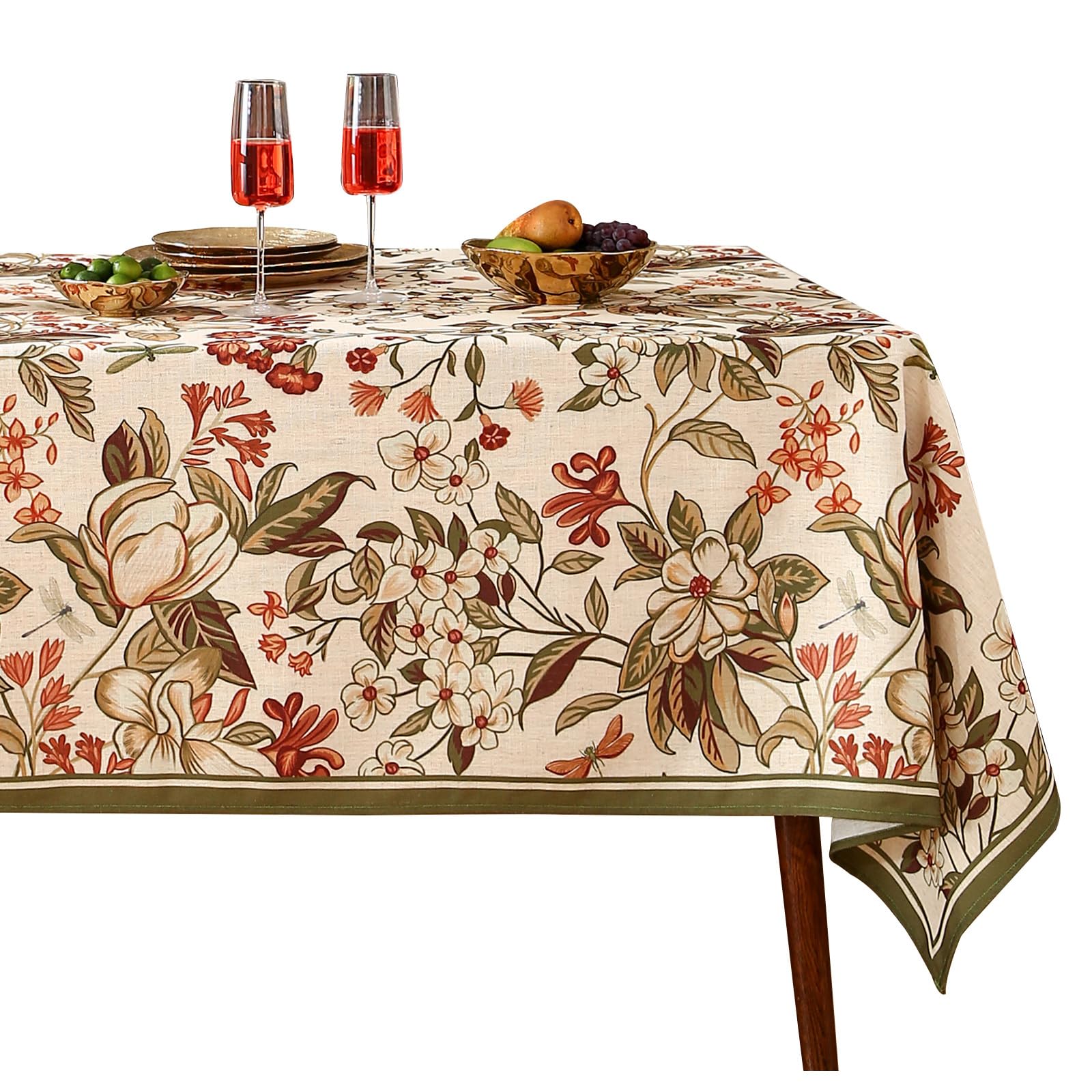 ISAENNE Designer Bohemian Linen Small Square Table Cloth,Colorful Floral Pattern Tablecloth,Wrinkle Resistant Decorative Tablecloths for Dining Thanksgiving Kitchen Party,55"*55"-Grace A
