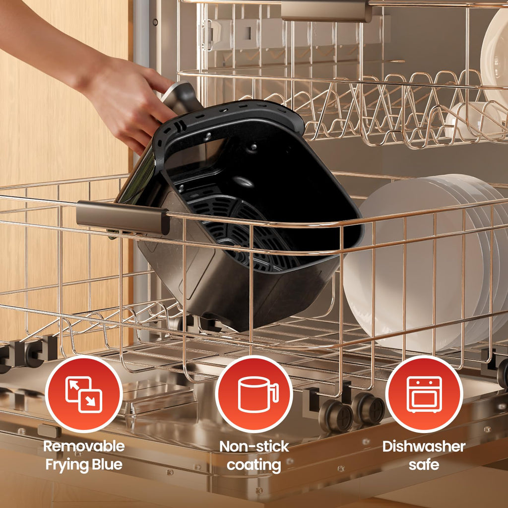 TOPZEE Air Fryer 12-in-1 with 5.5 QT Large Capacity, Compact Air Fryer, 100-400℉ Precise Heat, 360°Hot Air Circulation, 95% Less Oil, Bake, Dry, Reheat, Frozen, Broil, Proof, Black
