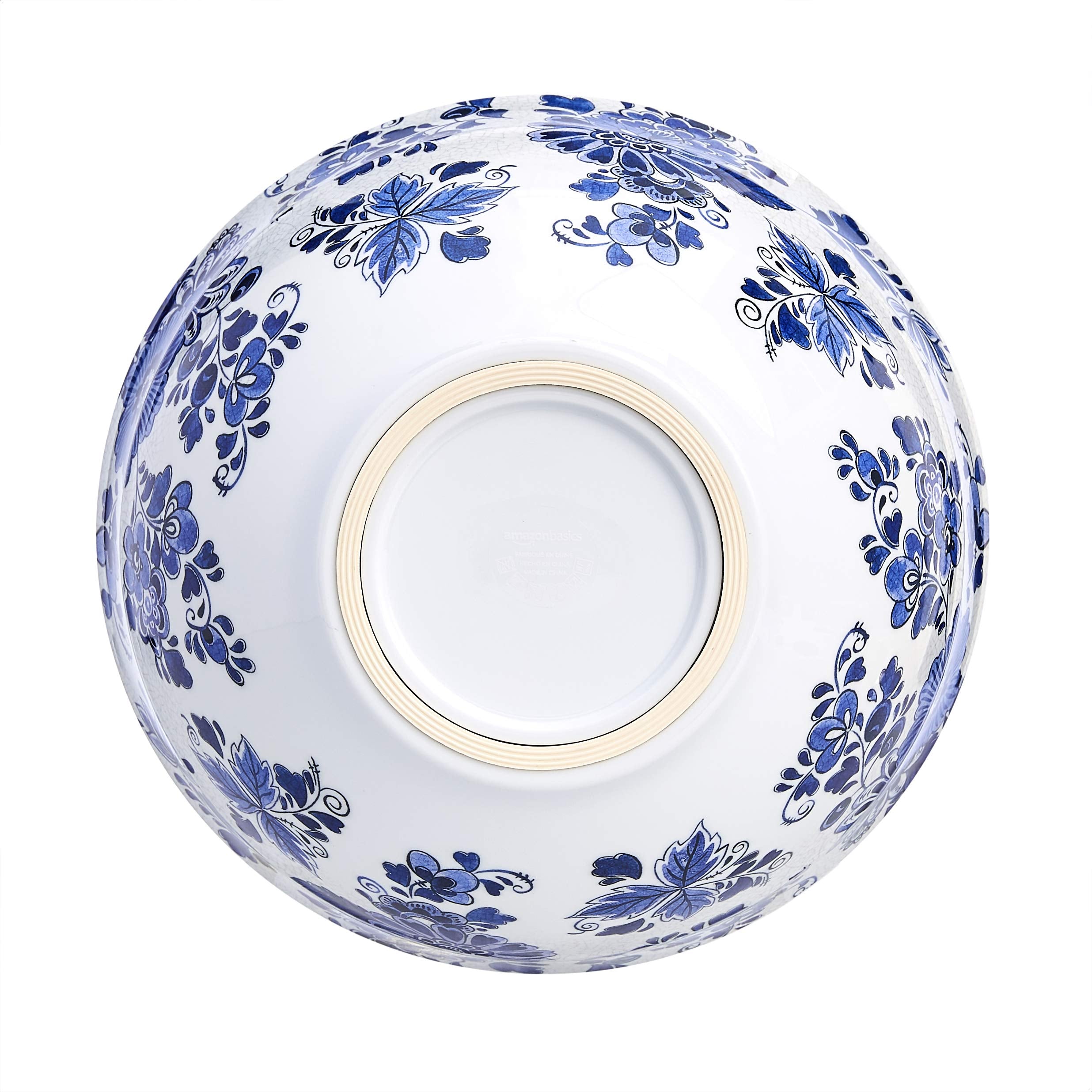 Mixing Bowls with Lids, Nesting Melamine Serving Bowls, Non-Slip Base, BPA Free, Dishwasher Safe, 5 Sizes, Blue and White Floral, Set of 10