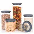 The Hazel Pantry Glass Kitchen Storage Containers with Airtight Silicone Lids, BPA-Free Pantry Glass Jars with Airtight Lid for Pantry Meal Prep, Pasta and Food – Set of 5 with Portion Tool