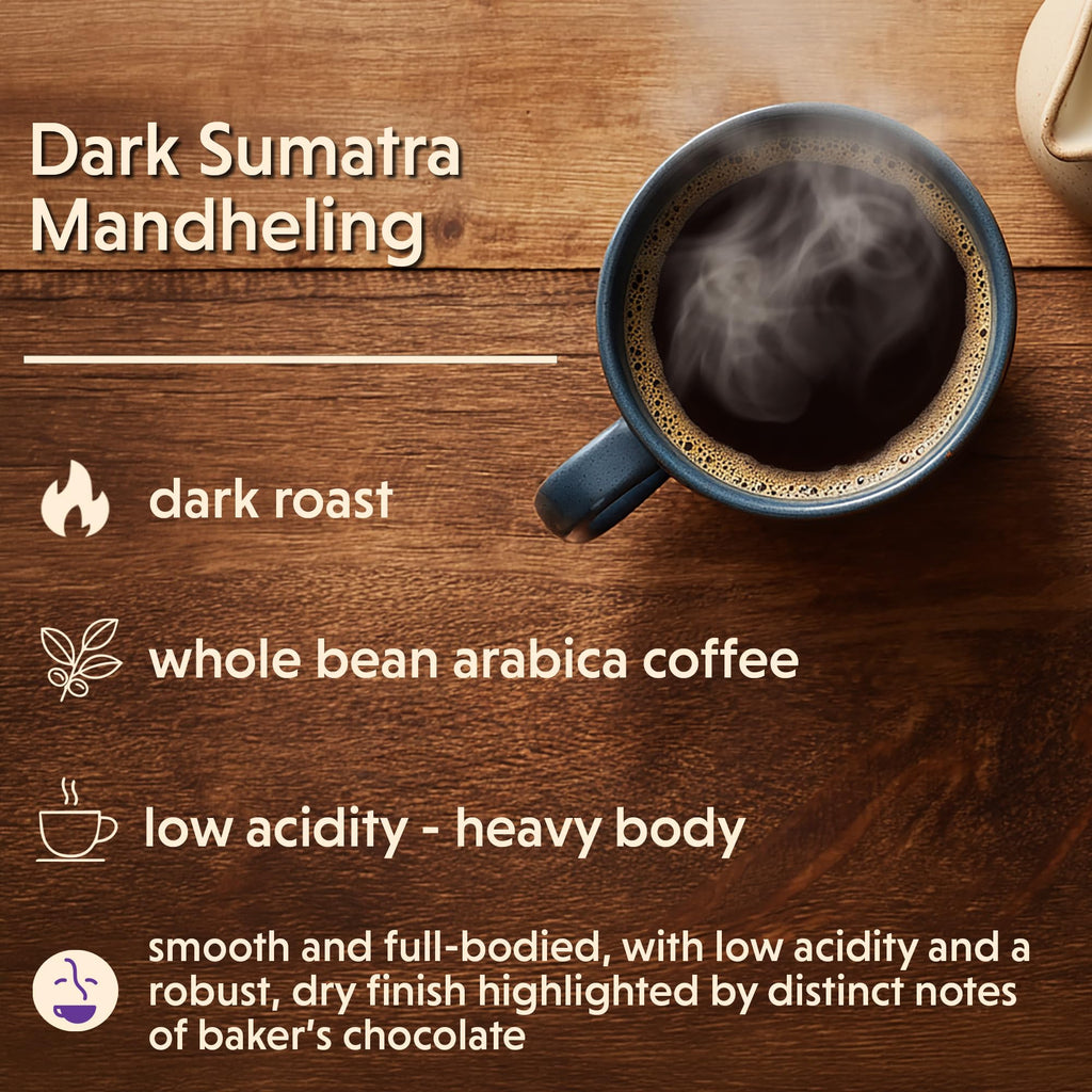 Coffee Bean Direct Dark Sulawesi Kalossi, Whole Bean, 5lb Bag
