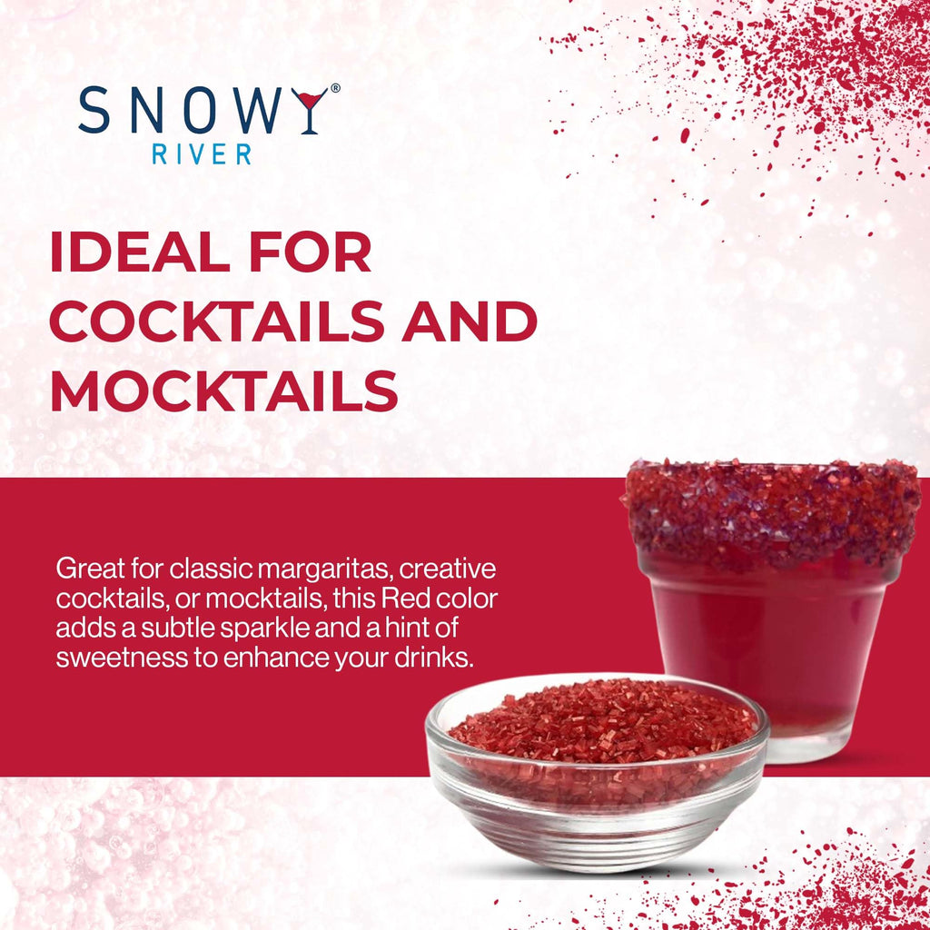Snowy River Natural Cocktail Sugar Rimmer - Kosher Certified Naturally Colored Beverage Rimming Sugar for Cocktails, Margaritas, Drinks (Red, 80oz)