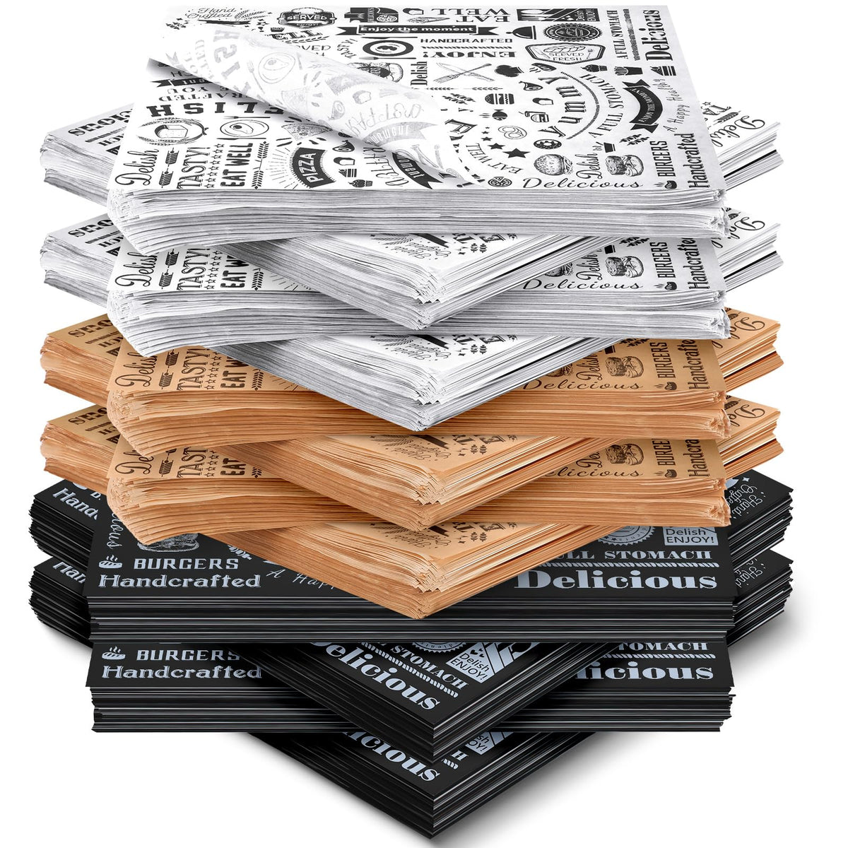 Outus 1800 Pcs 12 x 12 Inch Deli Wax Paper Sheets, Brown