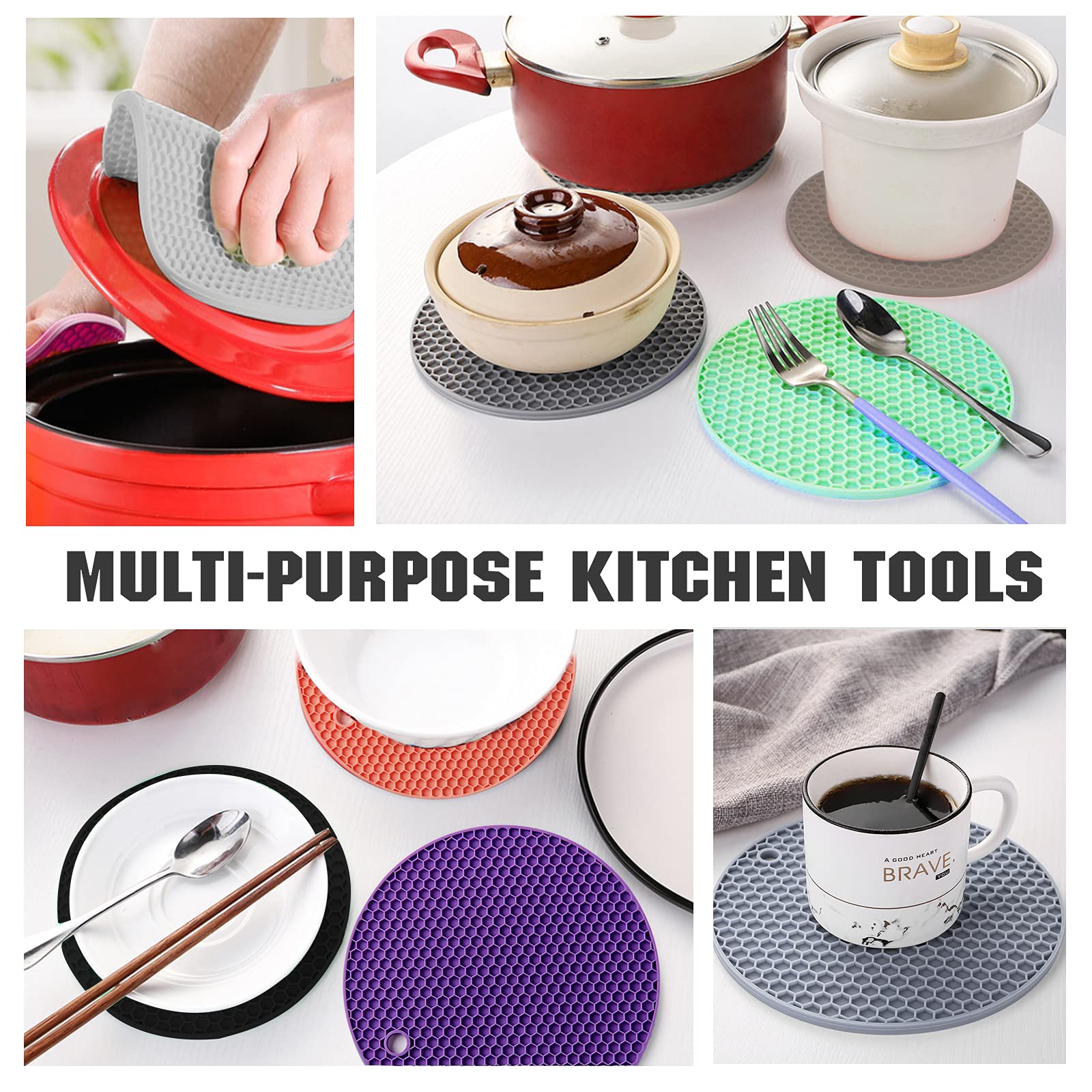 Joyhalo 4 Pack Trivets for Hot Dishes