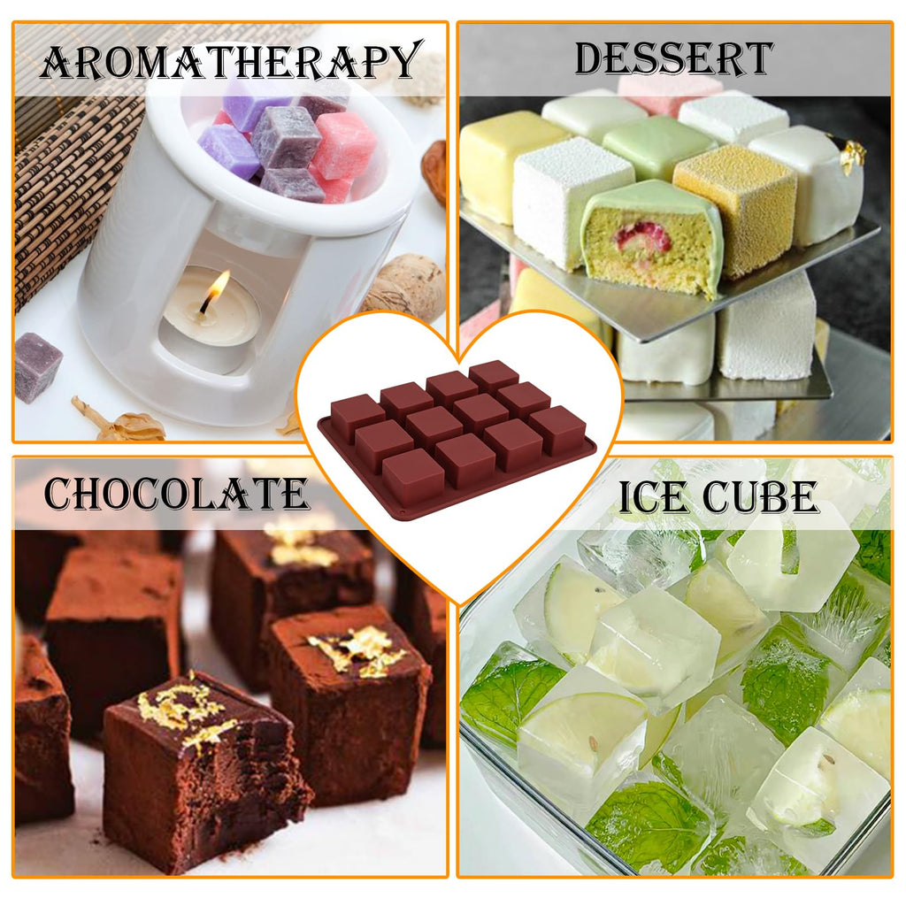 Wax Melts Molds Silicone, 3 Pcs 12-Cavities Chocolate Molds