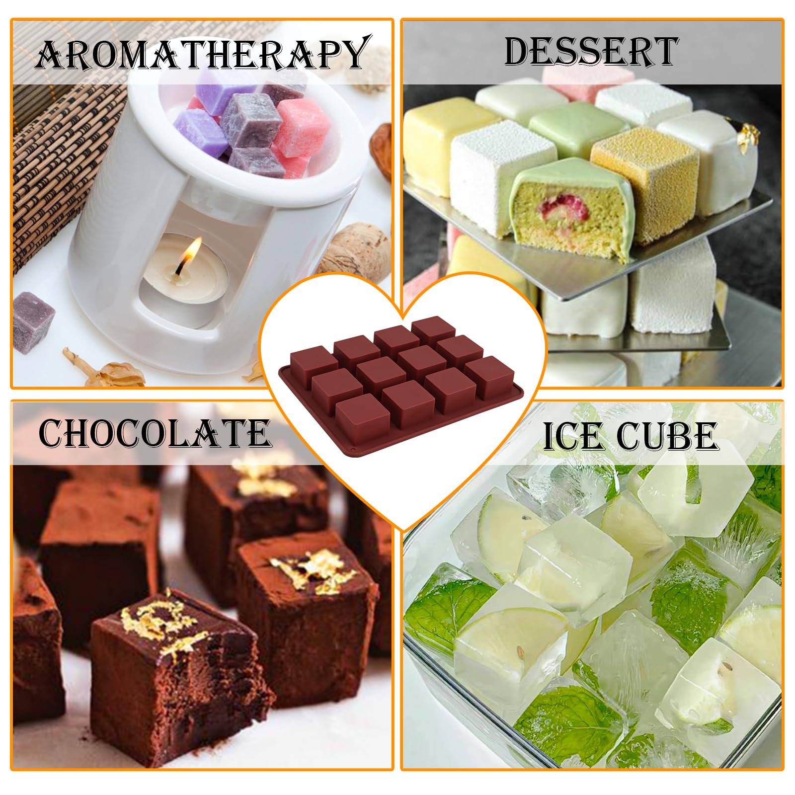 Wax Melts Molds Silicone, 3 Pcs 12-Cavities Chocolate Molds