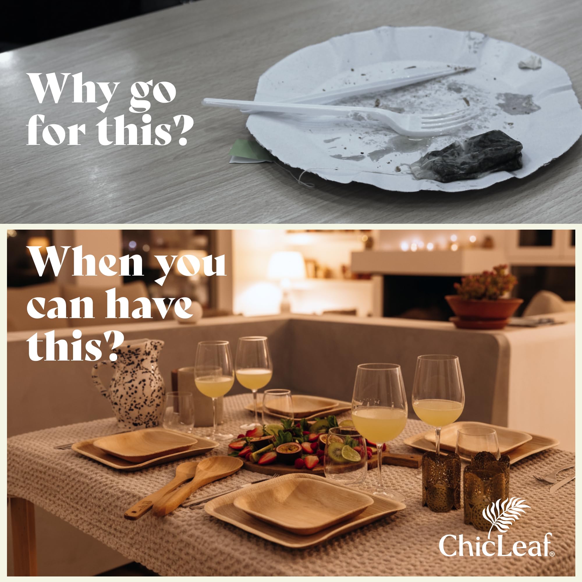 Chic Leaf Palm Leaf Plates - 4 in Square, 50 Pack, Compostable
