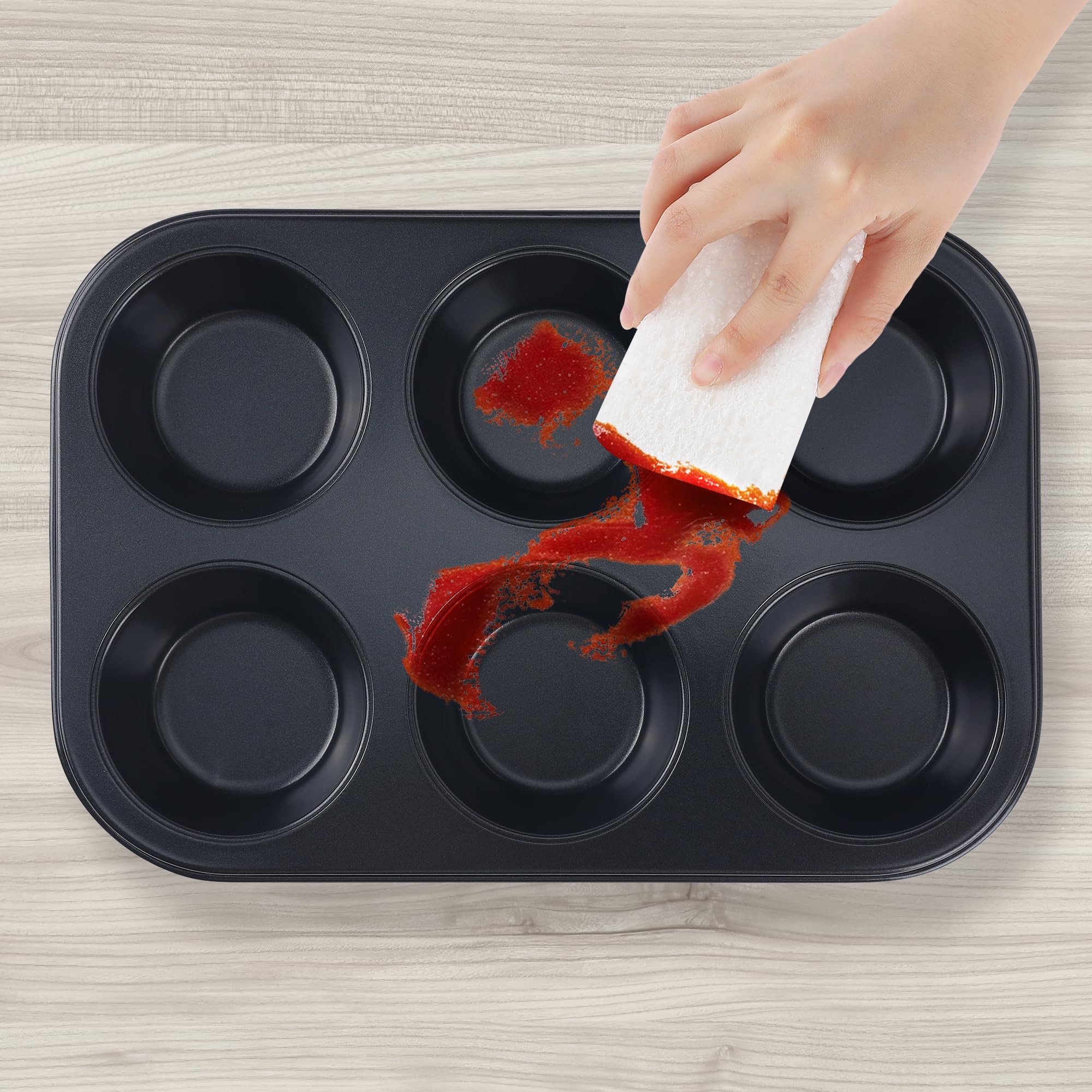 DRMHM Muffin-Pan for Baking, Nonstick Cake Pan 12 Cups, 3 Pack Cup Premium Cheesecake Pans, Cupcake Baking Pan for Oven 10.4 * 7.1 * 1.2in Black