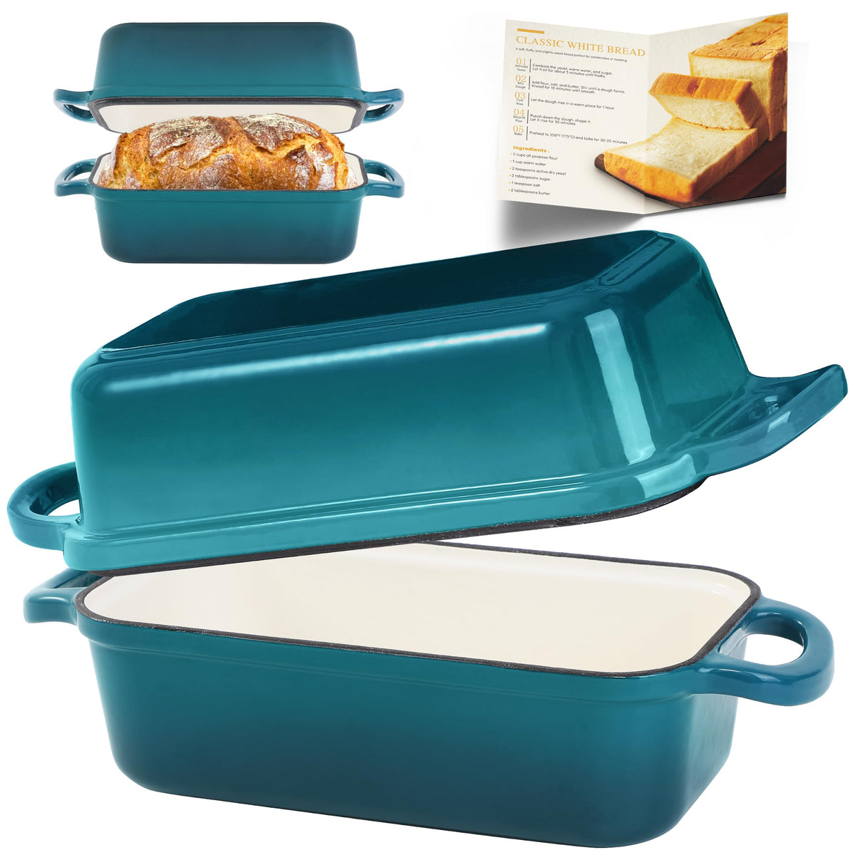 Articasting Cast Iron Loaf Pan with Lid, 9x5 Loaf Pans for Homemade Bread