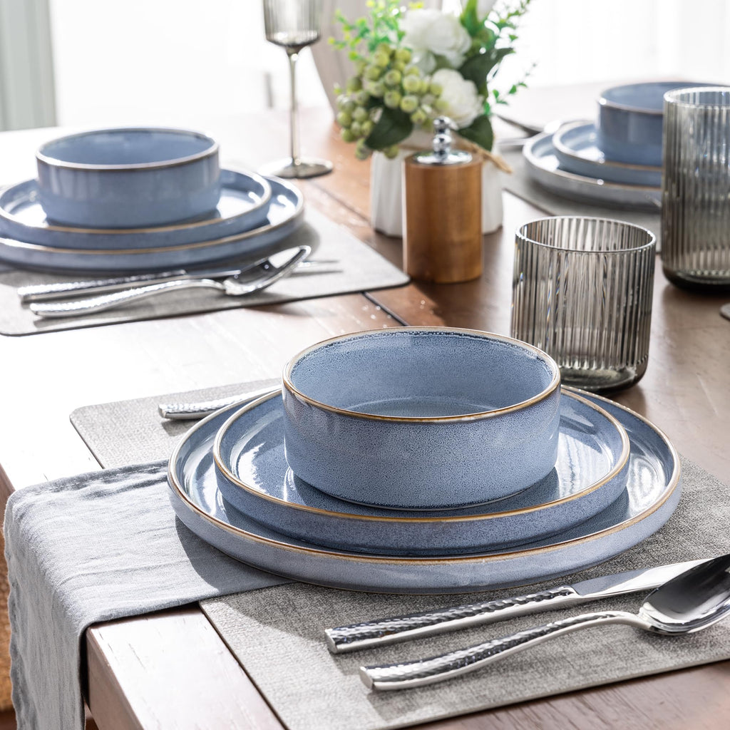 GBHOME Dinnerware Sets for 4, 12 Pieces Ceramic Plates and Bowls Set