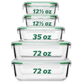 Fusion Gourmet Family Pack - Glass Storage Containers - Airtight 5 Pack
