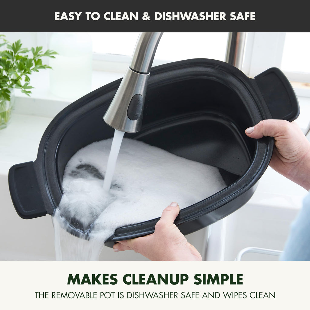 GreenPan Elite 8-in-1 Programmable 6QT Electric Slow Cooker, Dishwasher Safe Lid & Removable Crock, PFAS-Free Healthy Ceramic Nonstick Multi-Cooker, Sear, Sauté, Brown, Steam Basket, Roast, Gold