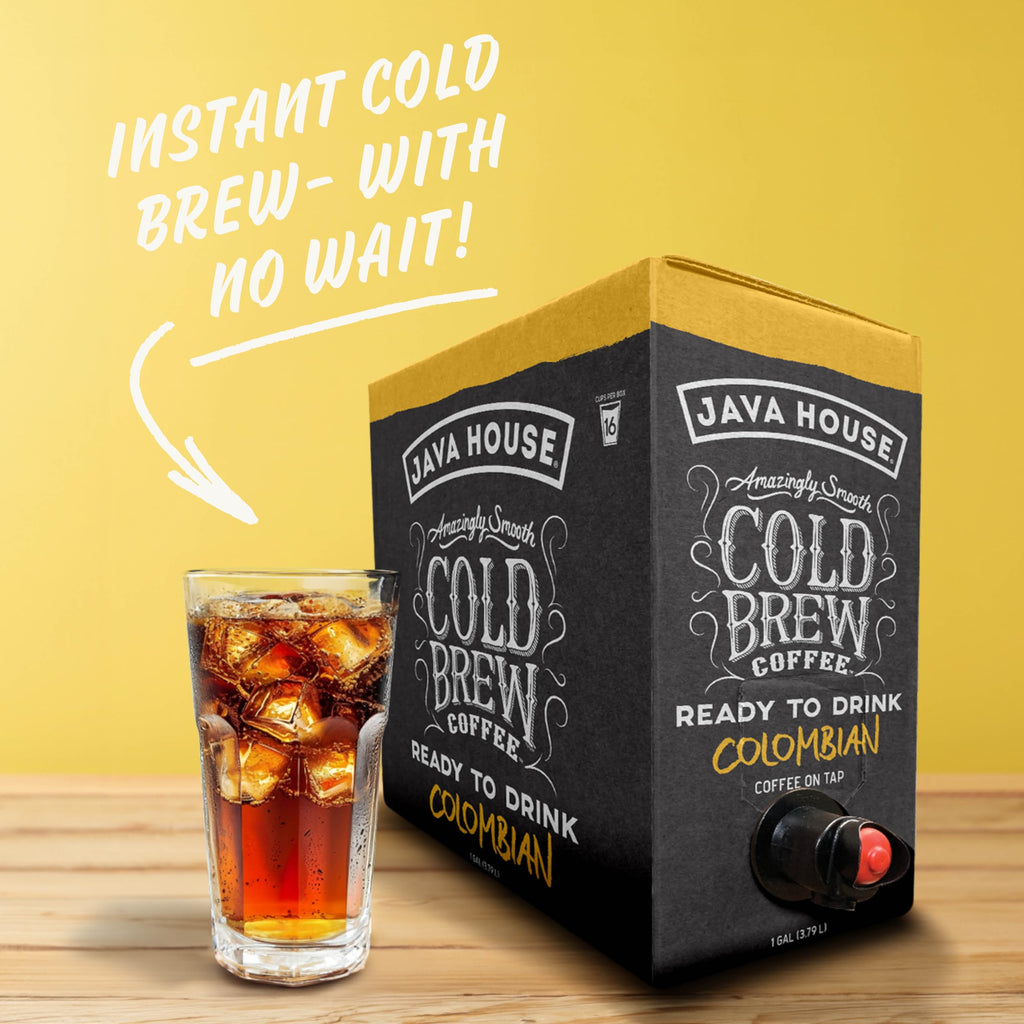 Java House Cold Brew Coffee On Tap, (128 Fluid Ounce Box) Not a Concentrate, No Sugar, Ready to Drink Liquid (Colombian Roast)
