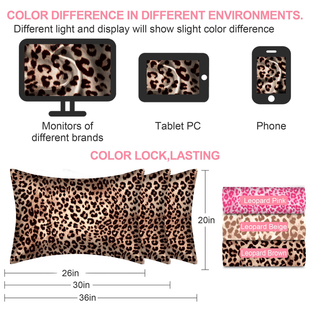 LYSHIN Silk Pillow Cases 2 Pack King Size with Zipper, Leopard