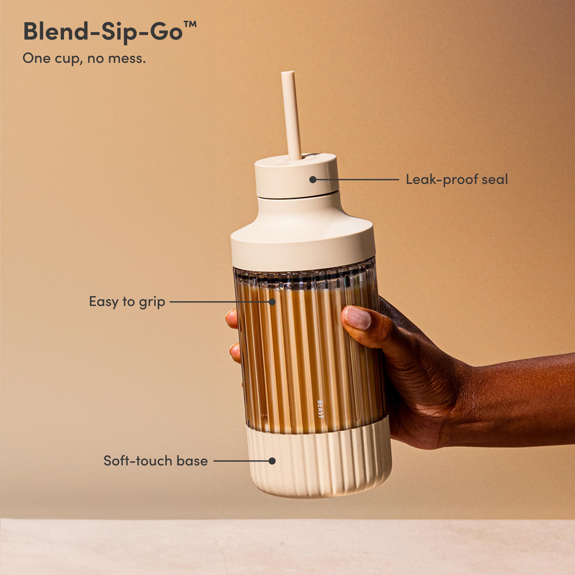 Beast Mini Blender, Countertop Kitchen Blender, Sand, 600W