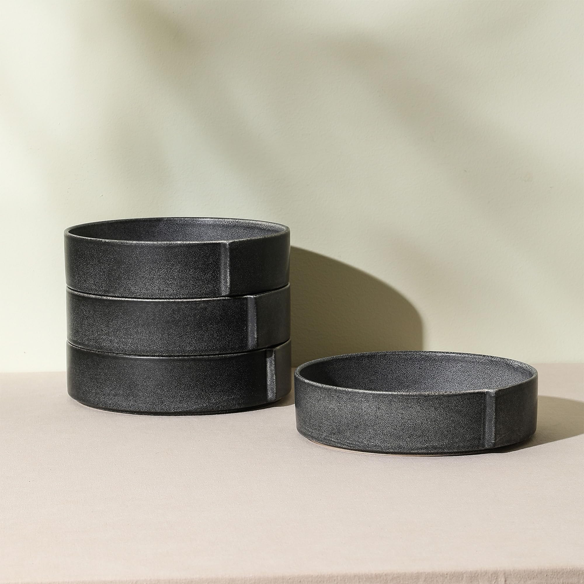 Stone Lain Bao 4-Piece Pasta Bowl Set Stoneware, Charcoal