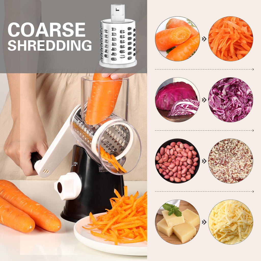 Cambom Rotary Cheese Grater Hand Crank Cheese Shredder, Black