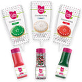 Cake Mate Christmas Cookie Decorating Kit – Red & Green Decorating Sugar (2.25 oz), White, Red & Green Cookie Icing Pouches (7 oz), Jingle Mix Non Pareil (2.1 oz) – Holiday, Cake, Cupcake & Dessert