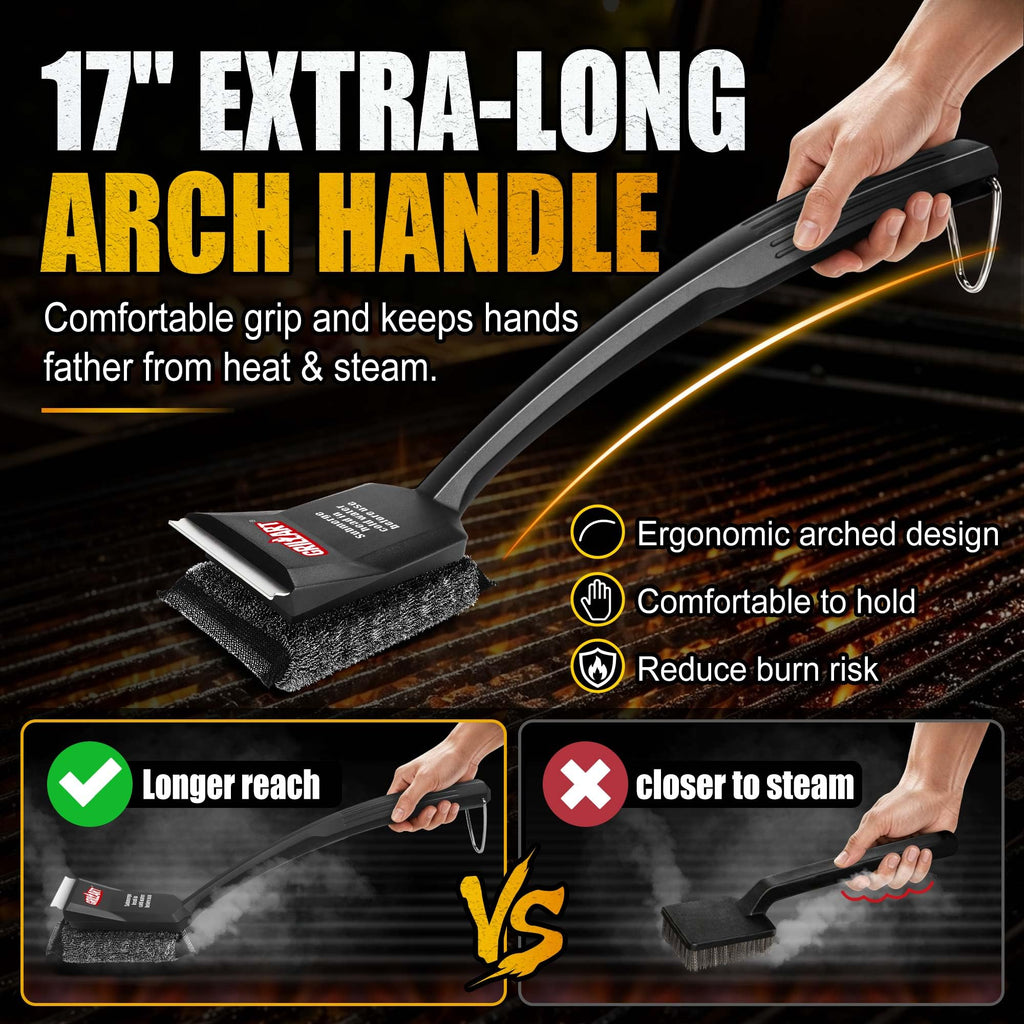 GRILLART Grill Brush Bristle Free, SteamWizards [Safe & Efficient] Grill Cleaner Brush for All Grill Grates, Replaceable Pad BBQ Grill Brush for Outdoor Grill, Grill Accessories, Gifts for Men/Dad