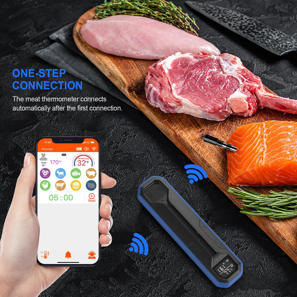 Wireless Meat Probe Thermometer with APP Control for BBQ Grill Smoker Oven