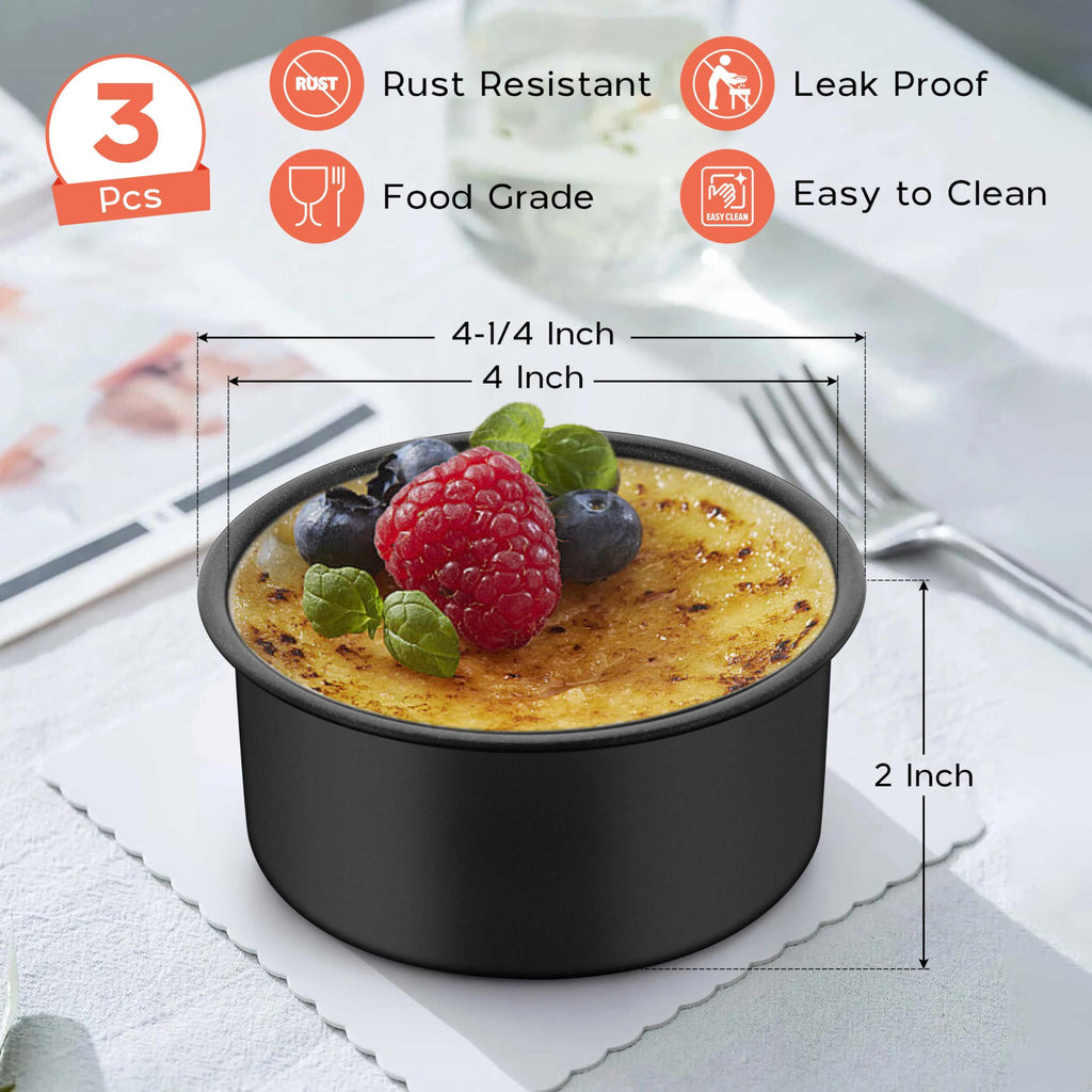 Onader Small Mini Round Cake Pan, 4 Inch Smash Cake Bake Pans Sets of 3 for Baking, Stainless Steel Baking Tins for Birthday Wedding, Nonstick