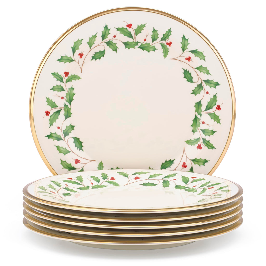 Lenox Holiday Porcelain Christmas Dinner Plate Set for 6