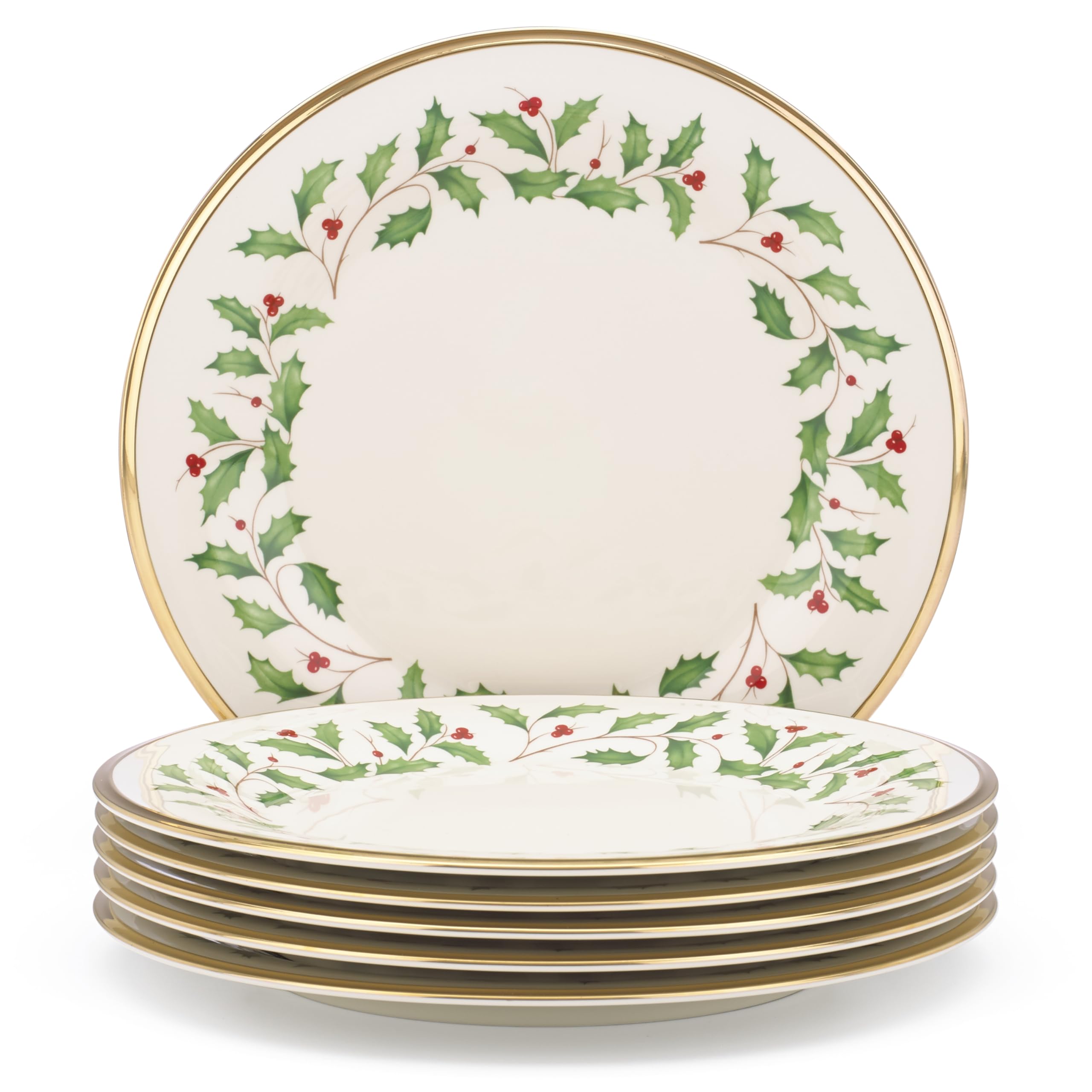 Lenox Holiday Porcelain Christmas Dinner Plate Set for 6