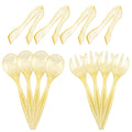 Supernal 72pcs Gold Glitter Plastic Serving Utensils Set for Party &Buffet