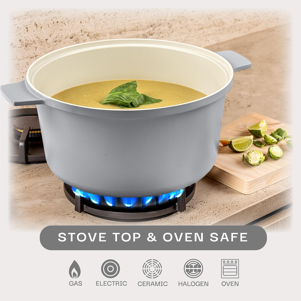 Gotham Steel 5 Qt Dutch Oven Pot with Lid, Gray