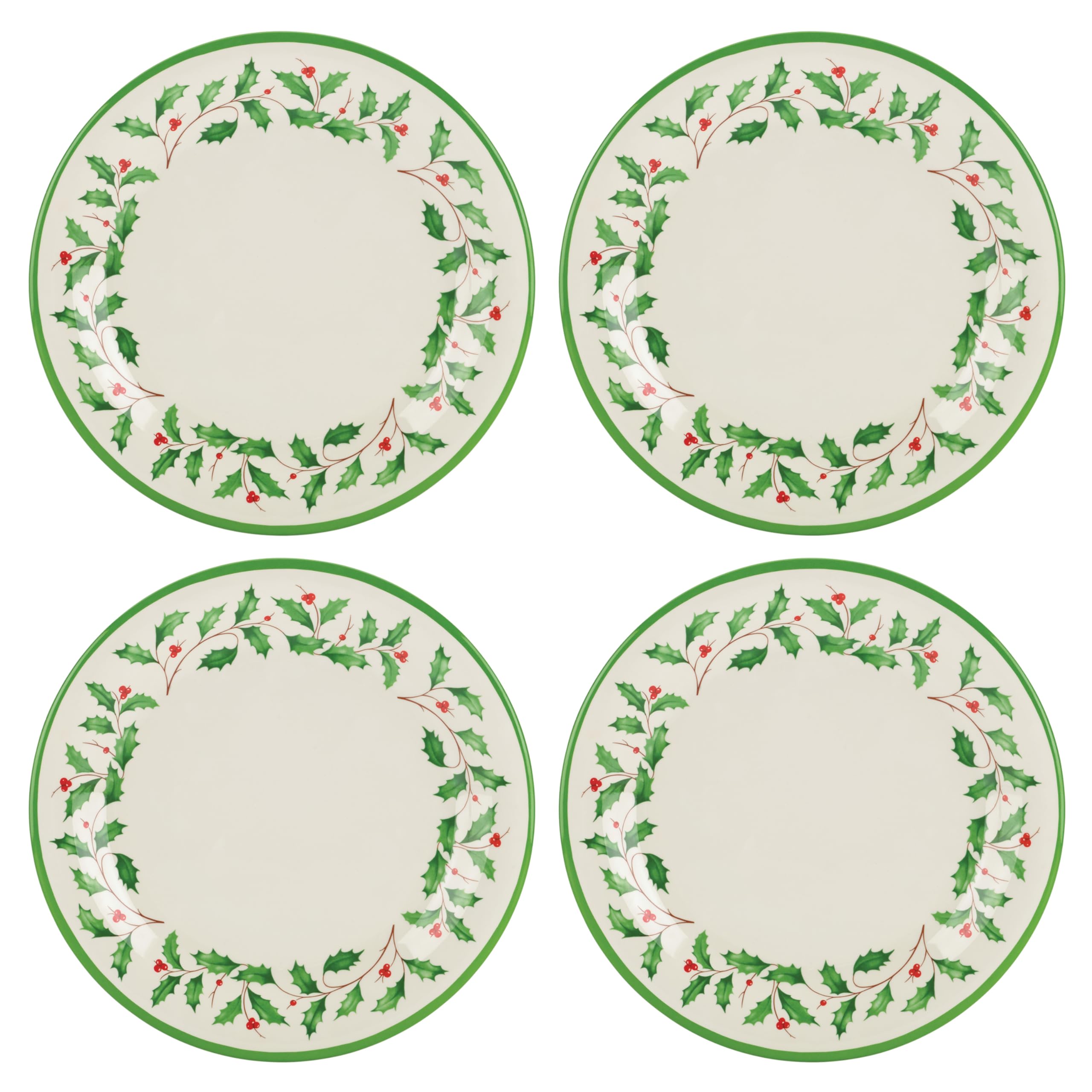 Lenox 863669 Holiday 4-Piece Melamine Dinner Plate Set, Christmas Dinnerware, Hosting