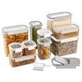 Bentgo Pantry - 22-Piece Airtight Food Storage Containers, Clear and Stackable Kitchen and Pantry Organization Set, Locking Lids for Freshness, Bonus Cereal Lid & Scoop, BPA-Free Plastic (White Stone)