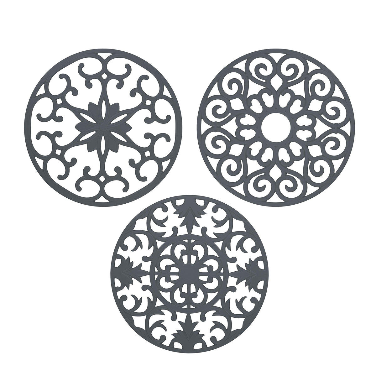 GASARÉ, Extra Large, Thick, 10" Silicone Trivets for Hot Dishes, Pots, and Pans, Hot Pads for Countertops, Flexible, Dishwasher Safe, 10 x ¼ Inches, Set of 3, White