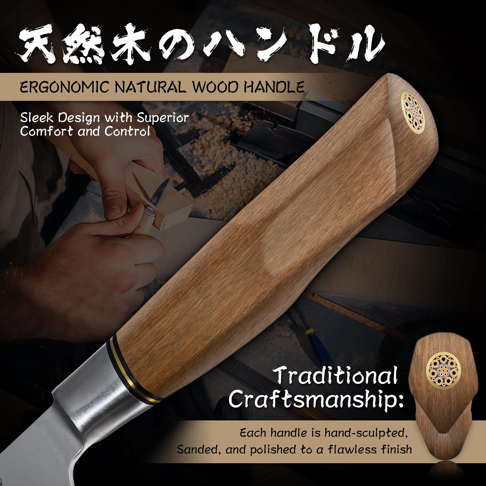 Purple Dragon Knife Set, 3Pcs Kitchen Knives Set - Santoku Knife