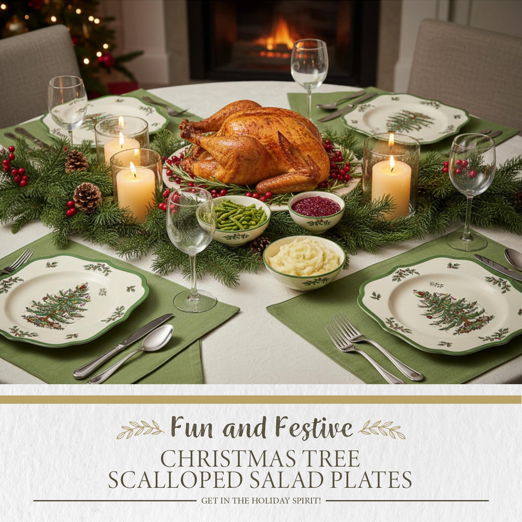 Spode – Christmas Tree – Christmas Tree Scalloped Salad Plate - Set of 4