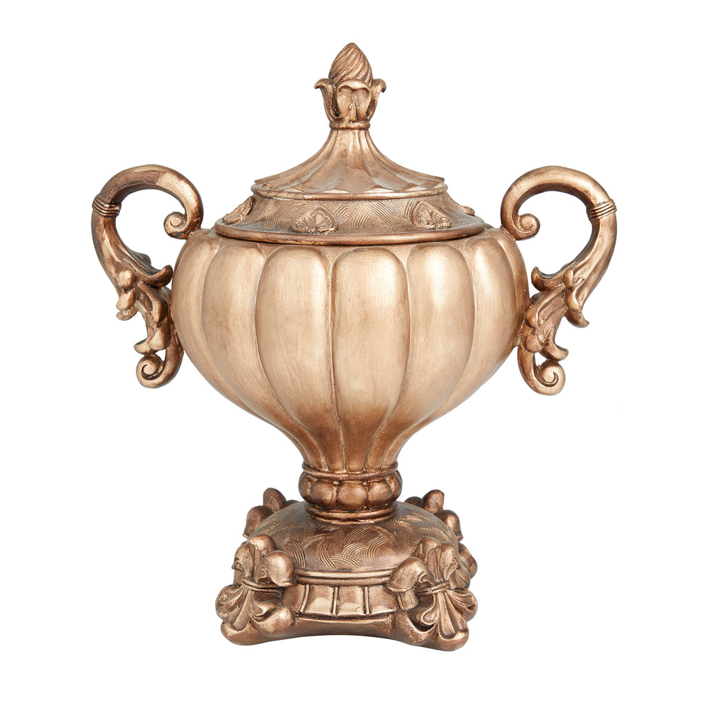 Deco 79 Polystone Solid Decorative Jars, 12" x 8" x 13", Bronze