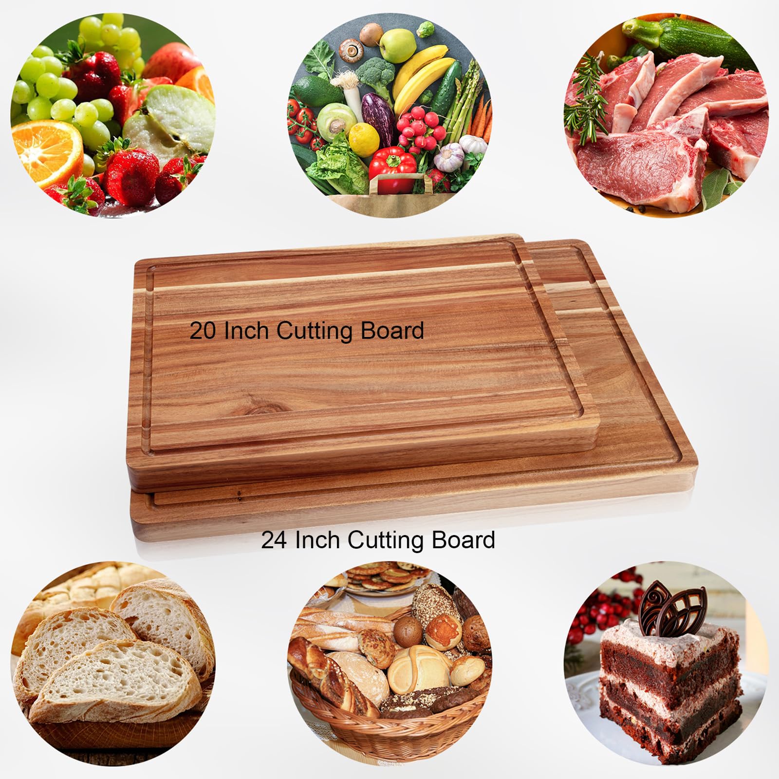 GAOMON 24 x 18 In Acacia Cutting Boardfor Kitchen, XXL Extra Large Charcuterie Cheese Platter Serving Tray, Food Prep and Serving Boards, Chopping Boards for Meal Vegetables and Cheese