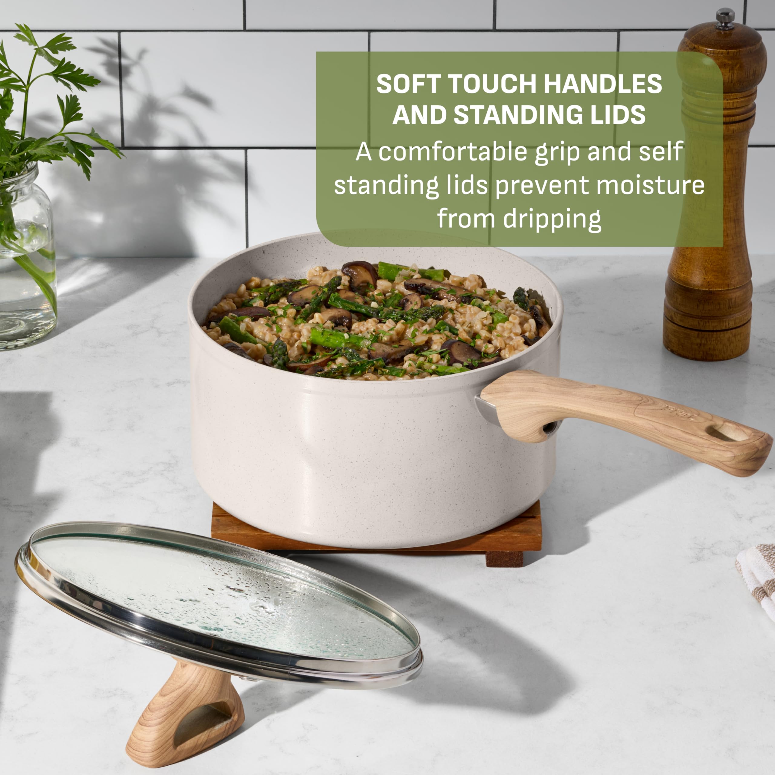 T-fal Revive Ceramic Nonstick Saute Pan with Lid, 6 Qt Forged Skillet