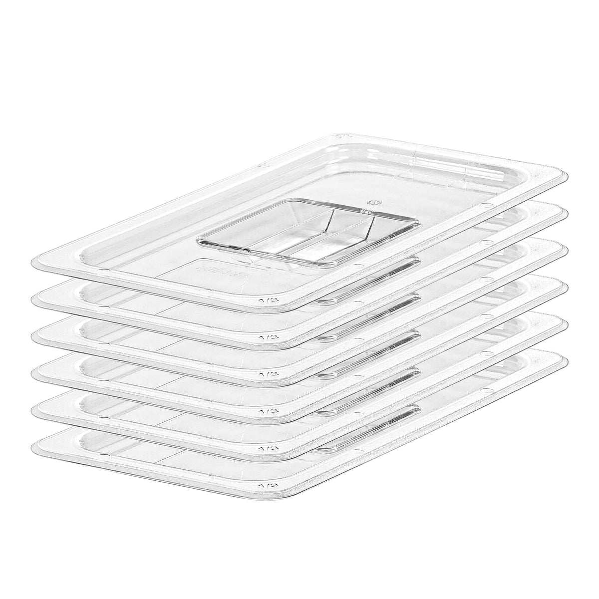 EGGKITPO 1/3 Size Food Containers 6 Pack 6 Inch Deep Pan Clear BPA free Polycarbonate Stackable Commercial Hotel Pan for Food Serving Freezer Safe