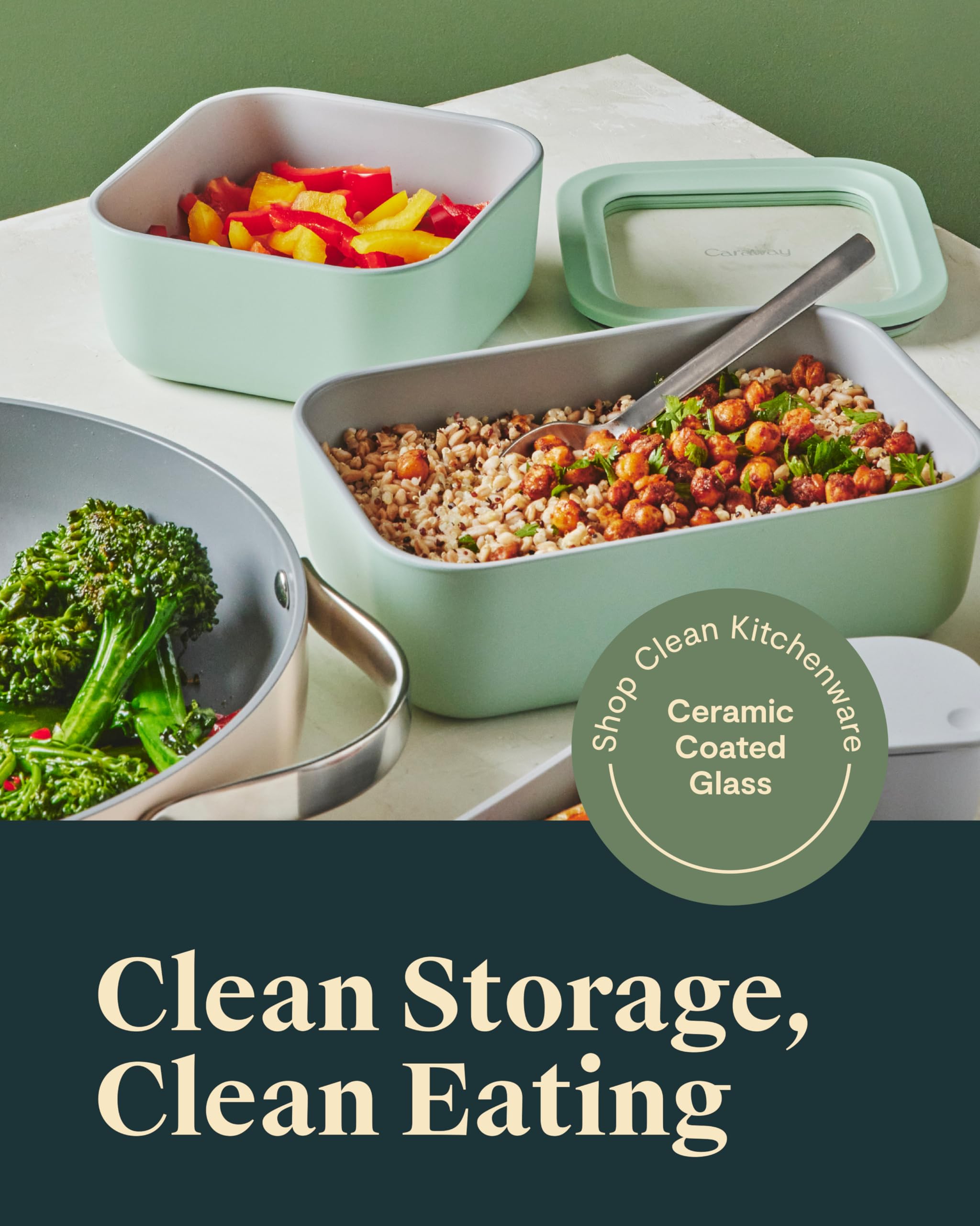 Caraway 2-Piece Glass Food Storage Set with Lids