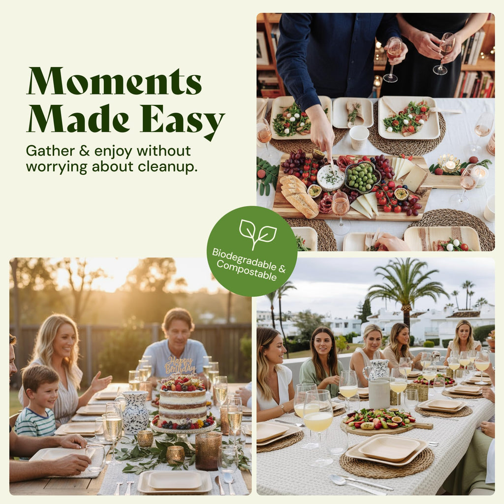 Chic Leaf Palm Leaf Plates - 4 in Square, 50 Pack, Compostable