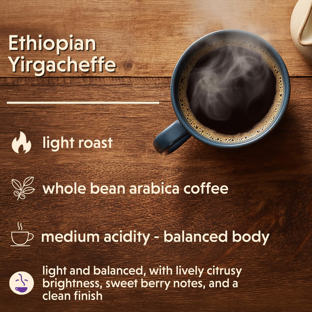 Coffee Bean Direct Ethiopian Yirgacheffe, Whole Bean, 5lb Bag