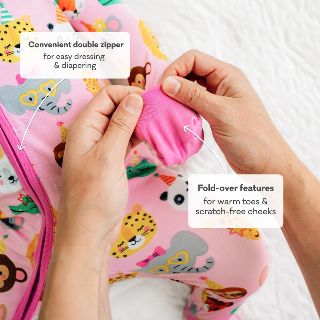 Little Sleepies Baby Pajamas, Pink Party Pals, 0-3M