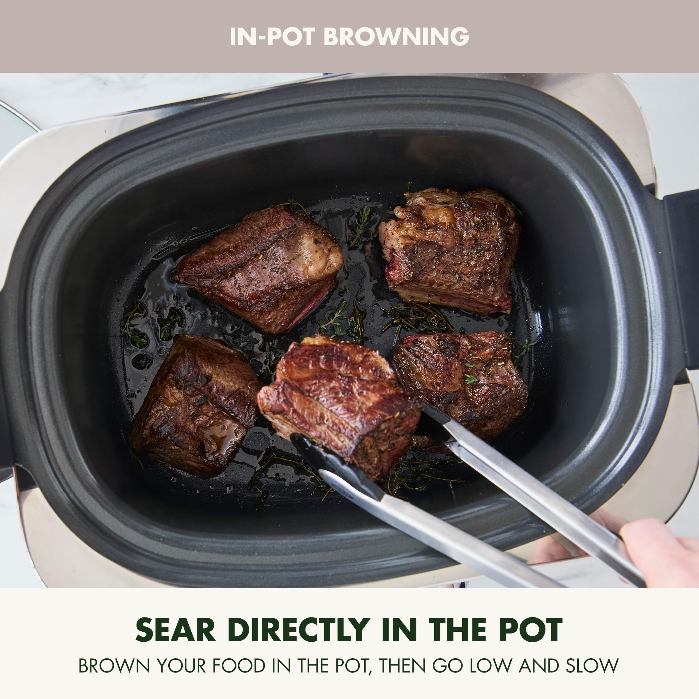 GreenPan Elite 14-in-1 Programmable 6QT Electric Slow Cooker, Dishwasher Safe Lid & Removable Crock, PFAS-Free Healthy Ceramic Nonstick Multi-Cooker, Sear, Sauté, Brown, Steam Basket, Roast, Clay