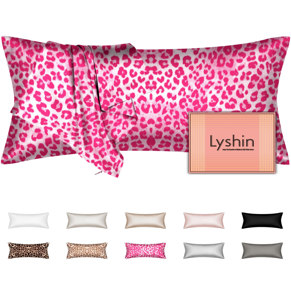LYSHIN Silk Body Pillow Case with Zipper, Body Pillow Pillowcase, Leopard